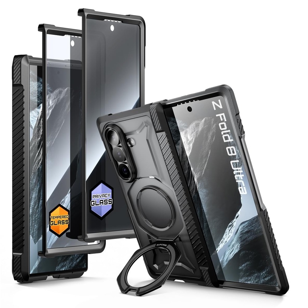 SUPCASE Galaxy Z Fold 8 Ultra Case with Tempered Glass & Privacy Screen Black